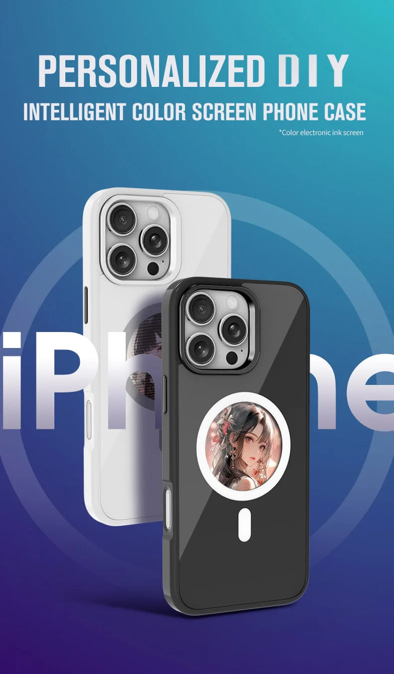 phone case photos Wireless transmission DIY screen for iphone 16/15/14/13 Round Support Magsafe